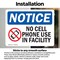Signmission No Cell Phone Use In Facility Sign With Symbol, 10 in W x Rectangle, Vinyl Decal OS-2PACK-NS-D-710-L-14415 - alternate 3